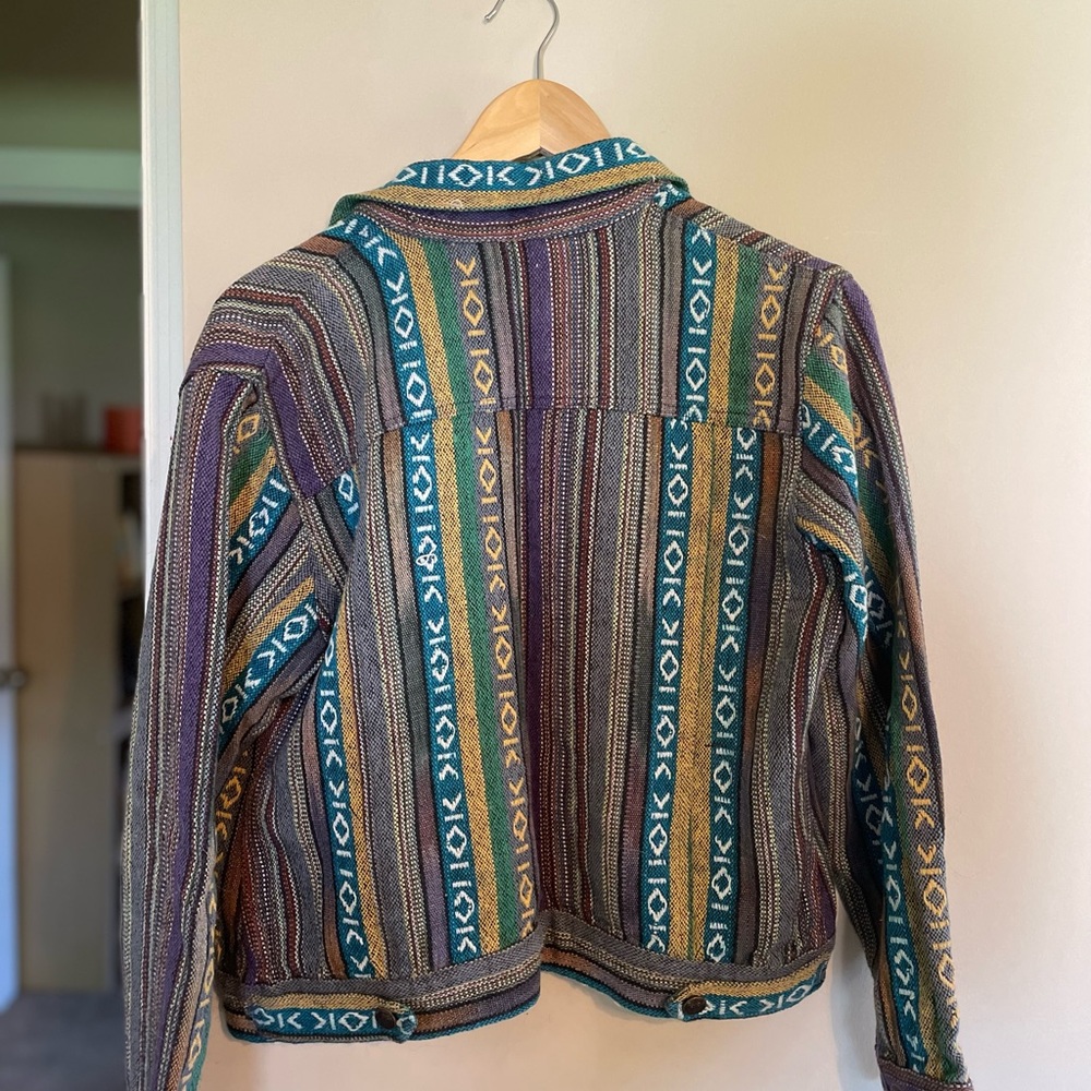 SportsGirl denim pattern stitch jacket